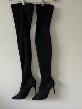 Steve Madden Black Over-the-Knee Stiletto Boots